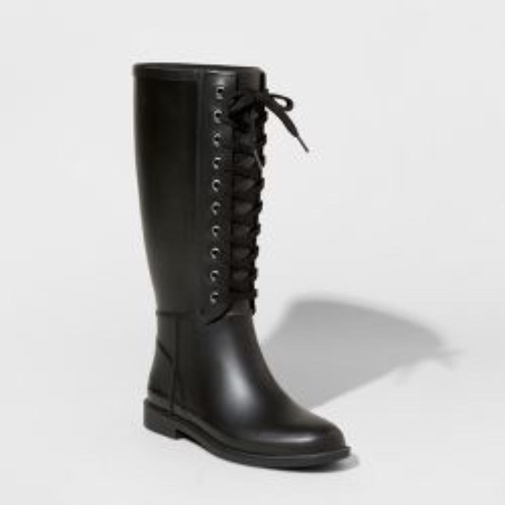 Merona Rachel Lace Up Tall Rain Boots💕💕